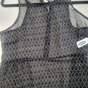 Old Navy Black and White Sheer Blouse